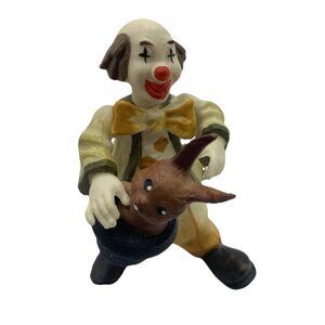 Vintage Anri Toriart Circus 3.5" Clown Magician Rabbit Hat Hand Painted Italy